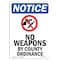Signmission Sign, 10" H, 7" W, Rigid Plastic, No Weapons By County Sign With Symbol, Portrait, V-15039 OS-NS-P-710-V-15039 - alternate 1